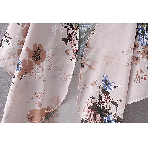 XOWRTE Cardigan for Women Chiffon Long Sleeve Tunic Outerwear Cover Up Blouse Jacket Autumn Shawl Print Kimono Coat