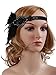Vijiv Vintage Black Feather Silver 20s Headpiece 1920s Flapper Headband