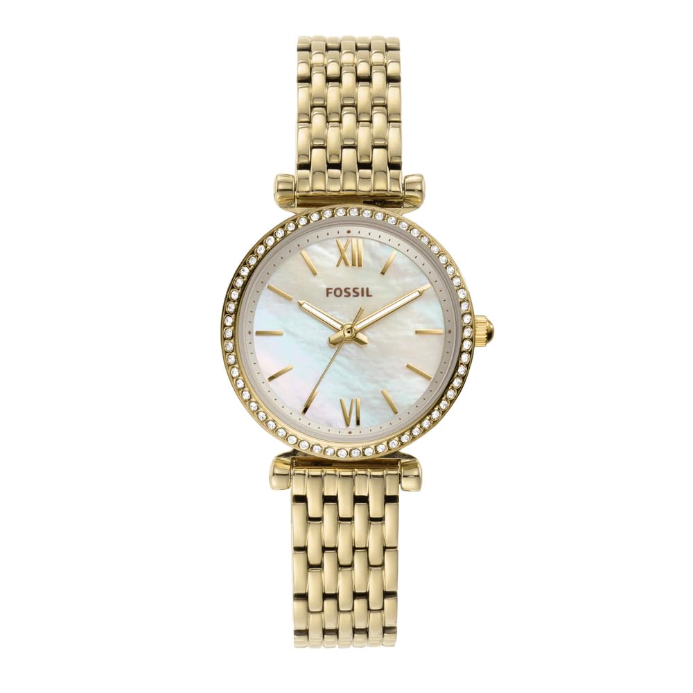 Fossil Carlie Mini Women's 28 MM Gold-Tone Stainless Steel Watch, ES4735