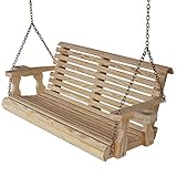 CAF Amish Heavy Duty 800 Lb Roll Back 5ft. Treated Porch Swing With Cupholders