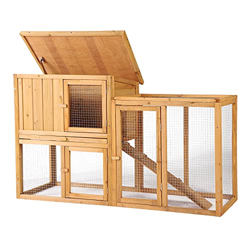 B BAIJIAWEI Wooden Rabbit Cage Hutch Chicken Coop Bunny Cage Poultry