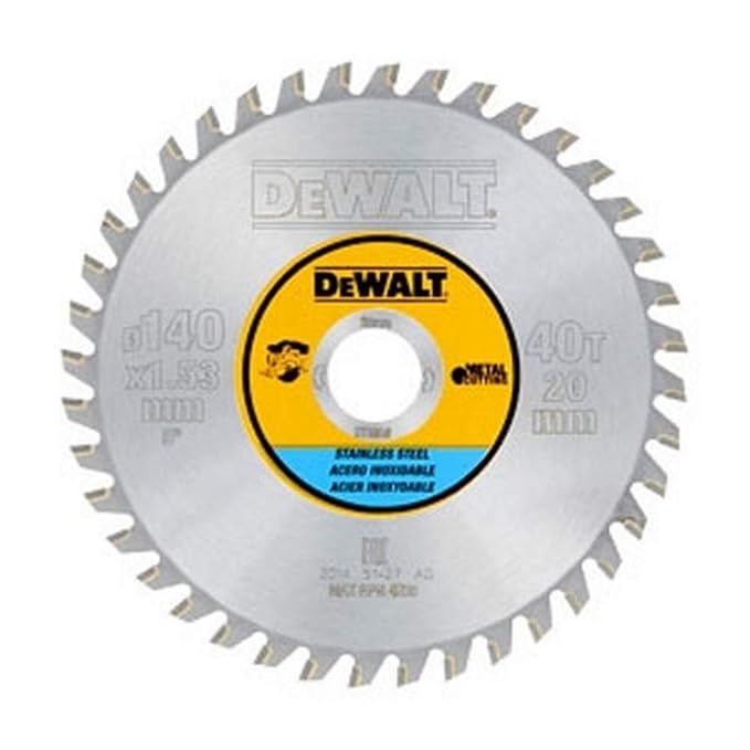 Dewalt Metal Circular Saw Blade, 140/20, 40TFZ and 10 Degrees for Stainless Steel, DT1918QZ