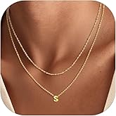Silvora Initial Necklaces for Women, Dainty A-Z Letter Non Tarnish Necklace Cute Layered Tiny Small Pendant Chains Silver Gold Adjustable Trendy Personalized Choker