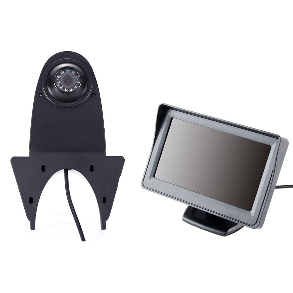 Car Third Roof top mount brake lamp Brake Light Rear View Backup Camera + 4.3" High Resolution Color TFT LCD Monitor Screen for Citroen Berlingo Jumper Jumpy Nemo Dacia Dokker Van Nissan Navara