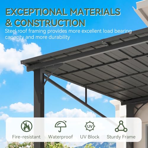 Aoxun 10x12 Lean To Gazebo Review: Wall-Mounted Steel Hardtop with Slanted Roof image 11