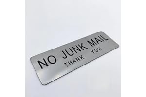 Stainless Steel No Junk Mail Sign, Self Adhesive 150 X 50mm Sign For Letterbox,Door,Gates or Anywhere Else You Want To Visual