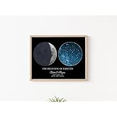 NAZENTI Personalised star and moon map anniversary, Night We Met Anniversary, Valentine days for her, custom star map, gift for couple