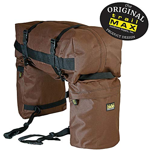 TrailMax Medium Saddlebags with Cantle Bag, Double-Stitched, 600-denier Weather-Resistant Nylon, Brown