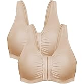 Bestform 5006014 Comfortable Unlined Wireless Cotton Stretch Sports Bra with Front Closure