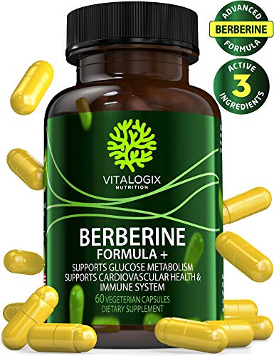 Berberine 500mg Complex Formula Plus Contains Clinical Grade Berberine HCl Premium, Berberine Supplements Blood Sugar Stabilizer, Cardiovascular, Immune and Gastrointestinal Support 60 Veggie Capsules