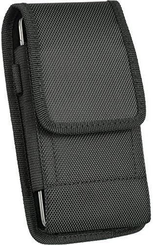 For NOKIA LUMIA 1520 HEAVY DUTY BLACK CANVAS NYLON POUCH PROTECTOR CASE BELT LOOP METAL CLIP HOLSTER