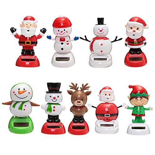 POTENCO ABS Solar Powered Dancing Christmas Santa Claus Snowman Decoration Dashboard Dancer Bobble Car Accessories (G)