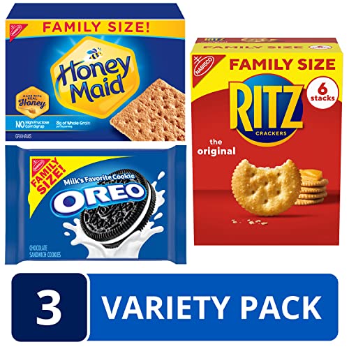 OREO Cookies, RITZ Crackers, Honey Maid Graham Crackers Variety Pack, Family Size, 3 Packs