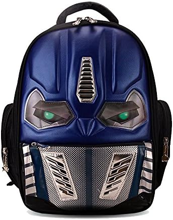 3D Robot School Backpack With LED Flashing Light For Kids Boys 14 Inchs (Dark Blue)