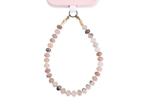 Natural Stone Phone Charm, Stylish Beaded Cellphone Wrist Strap with Tether Tab Cute Beaded Chain Wrist Lanyard Suitable for 