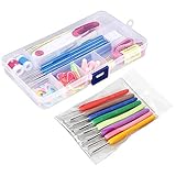 57 Pack Crochet Hooks Set Knitting Needles Kit Ergonomic Soft Rubber Handle Hooks 0.6mm to 6.0mm in US Standard Sizes with Complete Knitting Needle Accessories in Storage Case (CH-16)