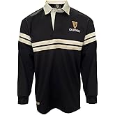 Traditional Craft Guinness Rugby Shirt for Men Ireland Long Sleeve Black Harp Tape