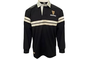 Traditional Craft Guinness Rugby Shirt for Men Ireland Long Sleeve Black Harp Tape