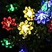 Qedertek Solar String Lights Flower, 19ft 30 LED Waterproof Garden Decoration Lighting for Indoor/Outdoor, Patio, Lawn, Garden, Christmas, and Holiday Festivals (Multi Color)