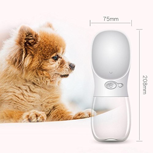 Dog Water Bottle, OOEOO Pet Travel Portable Dispenser Outdoor Cat Puppy Drinking Fountain (White, Free Size)