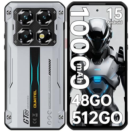OUKITEL WP60 Téléphone Portable Incassable 5G Android 15, 48 Go RAM (16+32) + 512 Go, Batterie 1000…