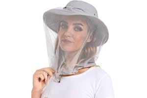 TIBEHA Mosquito Net Hat - Safari Sun Visor Hat with Removable Bug Net for Outdoor Men and Women
