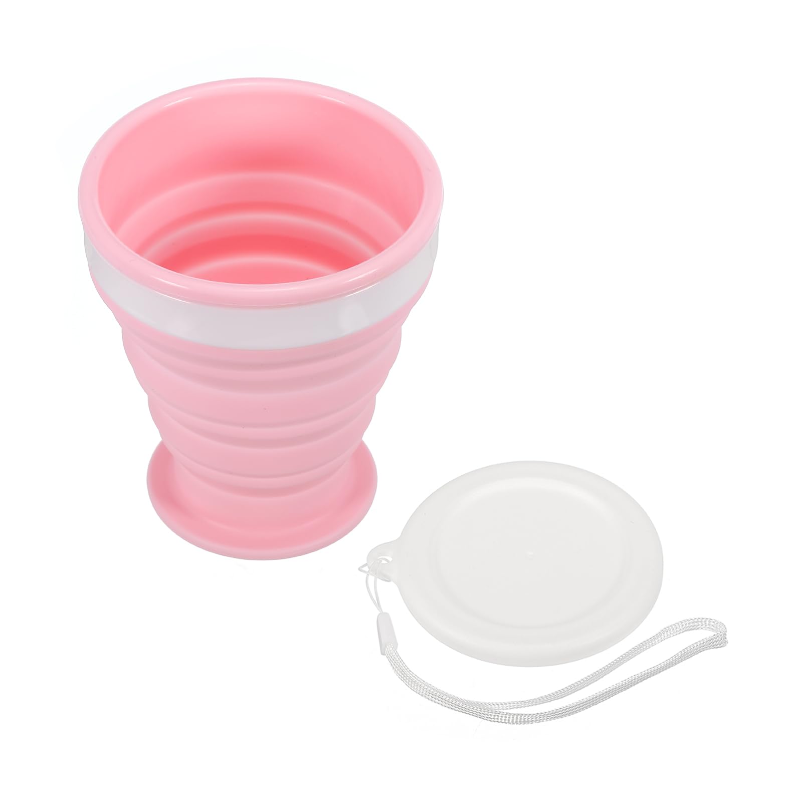 PATIKIL Collapsible Cup, 200mL Travel Folding Cup Silicone Portable Drinking Cup for Camping Hiking Outdoors, Pink