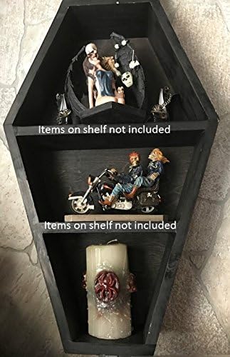 JOANNDLES Coffin Wall Shelf Black Solid Wood to Choose Dracula Style Gothic Home Decor 22-1/2 L x14-1/2 W x 3-1/2 D (Black Plain)