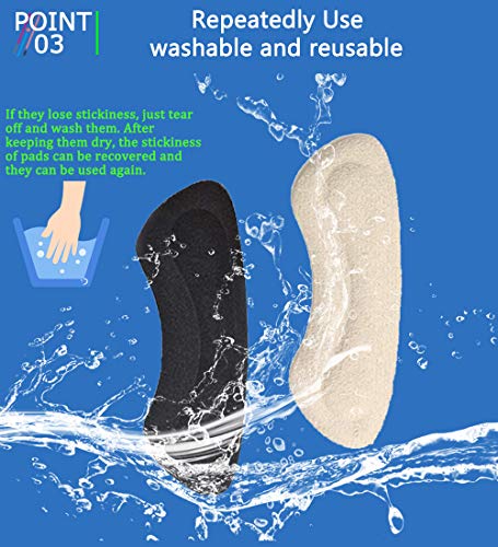 Heel Cushion Inserts & Heel Grips-Reusable Self-Adhesive Shoe Inserts Liners for Men's and Women's Loose Shoes, Shoe Pads for Preventing Heel Slipping, Rubbing, Non-Slip Comfortable Heel Pads-6 pairs