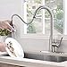 Hotis Modern High Arc 1 or 3 Hole Single Handle Stainless Steel Prep Sprayer Pull Out Pull Down Sprayer Kitchen Sink Faucet with Deck Plate