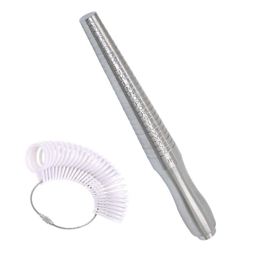 UK British White Finger Sizer & Metal Ring Mandrel Measurer Stick Tool Size A-Z