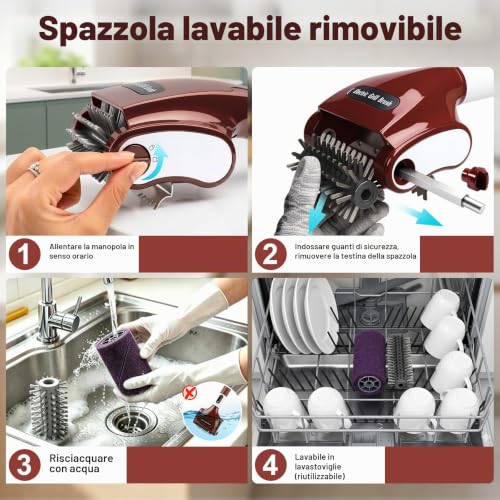 Wireless Electric Barbecue Brush, 2 Speeds Electric Cleaning Brush with LED Screen Replacement Brushes, Stainless Steel, Rechargeable Electric Barbecue Cleaner with Grill Light