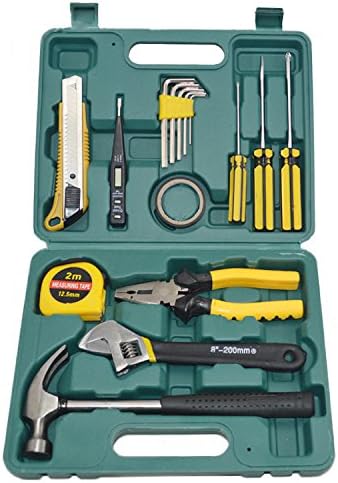 16 in 1 Tool Kit Set Bag Case Box (pliers+Monkey Wrench+ Claw hammer+Utility knife+Slotted screwdriver+2PCS Phillips screwdriver+5PCS 2-6mm Hexagon+Test Pen+2M Steel Tape+PVC Tape+ Case Box)
