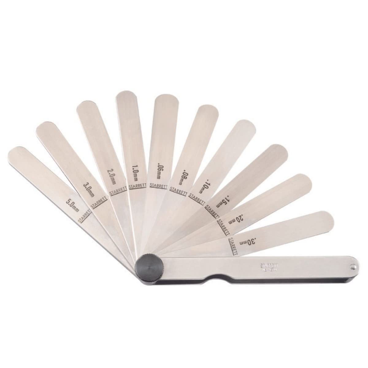 Starrett 467M Thickness Gage Set With Straight Leaves, 0.04-5.0mm, 13 Leaves