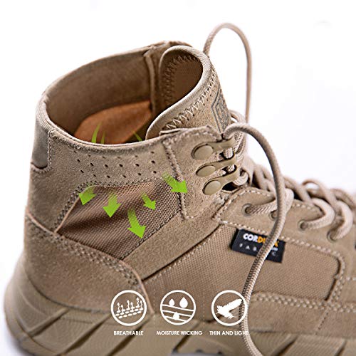 FREE SOLDIER Men's Tactical Boots 6" inch Summer Lightweight Breathable Desert Boots with Thin Durable Fabric(Tan, 12.5 US) - Thumbnail 2