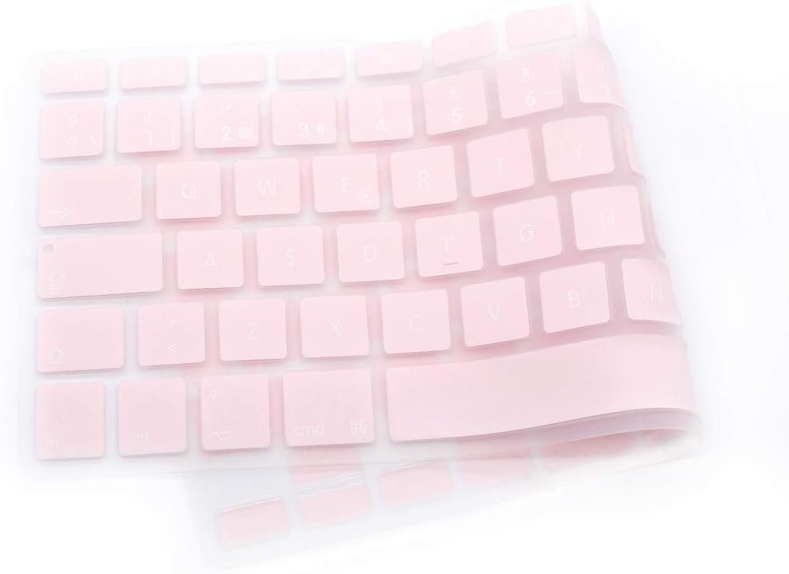 MMDW EU/UK Spanish Language Keyboard Cover for Macbook Pro 13,15 Inch (with or without Retina Display,2015 or Older Version)for Macbook Old Air 13 Inch European/ISO Keyboard Layout Silicone Skin-Pink - Image 5