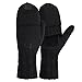 Bodvera Thermal Insulation Fingerless Texting Wool Gloves for Women and Men Winter Warm Knitted Convertible Mittens Flap