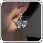 Sttiafay Vintage Ginkgo Leaf Earrings Silver Ginkgo Leaf Drop Earrings Ginkgo Leaf Flower Earrings Gold Coin Stud Earrings Statement Ginkgo Leaves Earring Jewelry for Women