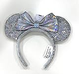 Disney Parks Minnie Mouse Sequin Bow Glitter Ears Iridescent Silver Headband