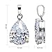 JEWELRIESHOP Super Bling Bling Classic Design Cubic Zirconia CZ Pear Shape Tear Drop Pendant Necklace