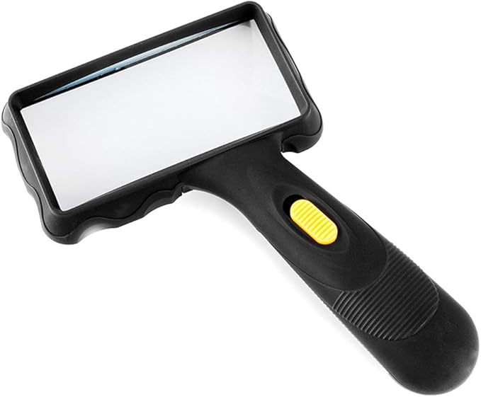 ZFDJ Handheld Rectangular Magnifying Glass, LED Light