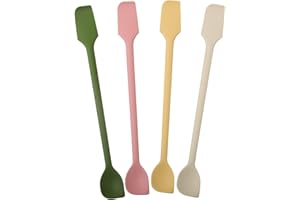 Double-Headed Silicone Spatula Set 4-Pack, Dual-End Scraper and Spoon for Baking Cooking Jar Scraping, Heat Resistant Kitchen