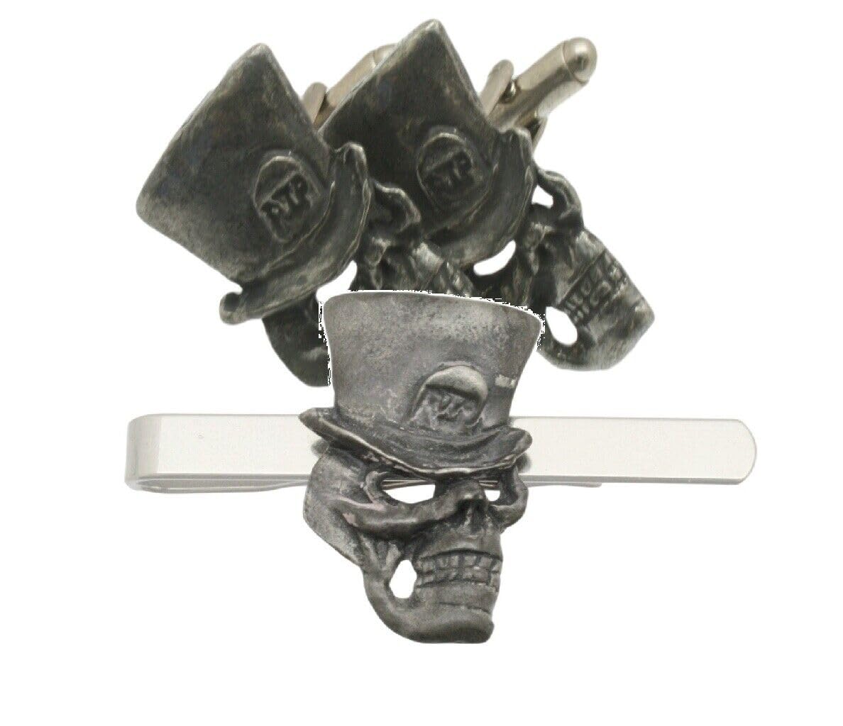 RIP Skull Cufflinks and Tie Bar Slide Gift Set 413