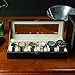 Watch Box 6 Black Mens Womens Leather Display Glass Top Jewelry Case Organizer by Satellas