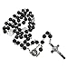 TALISMAN4U Black Glass Rosary Beads CATHOLIC NECKLACE for Men Saint Benedict Medal & Cross Crucifix in Gift Box