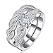 Haluoo 2-in-1 Wedding Rings Infinity CZ Cubic Zirconia Simulated Diamond Crystal Silver Anniversary Promise Rings Engagement Ring Bridal Sets Women’s Jewelry Gift (7, Silver)thumb 1