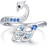 SOESON Animal Rings for Women 925 Sterling Silver Adjustable Phoenix Orca Octopus Eagle Snake Ring Gift for Animal lover Mother's Day Birthday Christmas