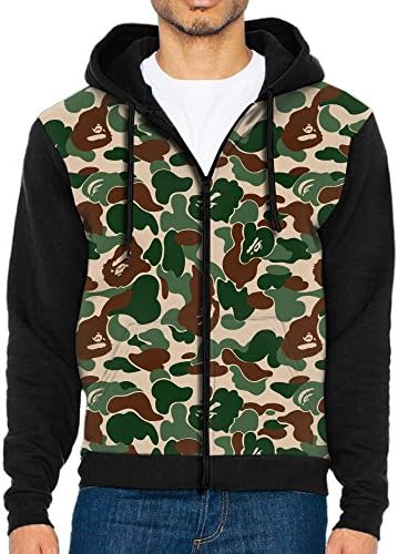 Aniaml Bape Camouflage Green Men's Casual Hoodies Personalized Hooded Sweatshirt With Pockets Large
