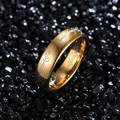 Zoesky 6mm 8mm Magic Tungsten Ring Gold Plated Wedding Band for Men and Women Comfort Fit (Golden 6mm, 5)