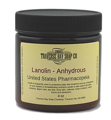 Lanolin - Anhydrous - USP, 4 oz, Safety sealed container. Soap making, lotion, creams, bath, beauty.
